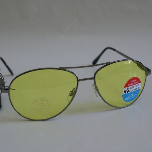 NWT Sports Aviator Night Driving shooting Yellow polycarbonate sunglasses - Picture 1 of 3